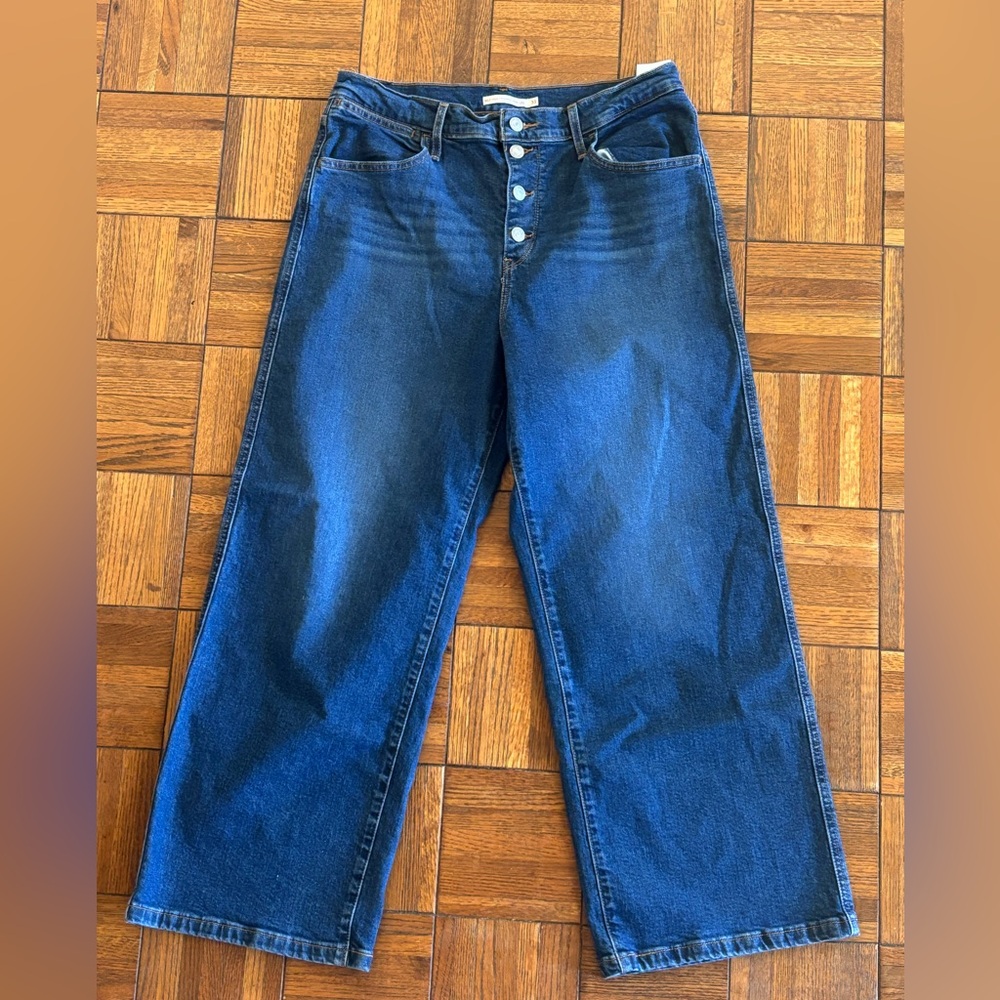 Levi's Mile High Cropped Wide Leg Jeans Size 31 Button Fly